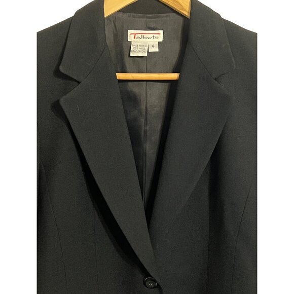Talbots Women Black Wool Blazer & Pants Suit Set Size 4 Professional Office Goth - Picture 11 of 16